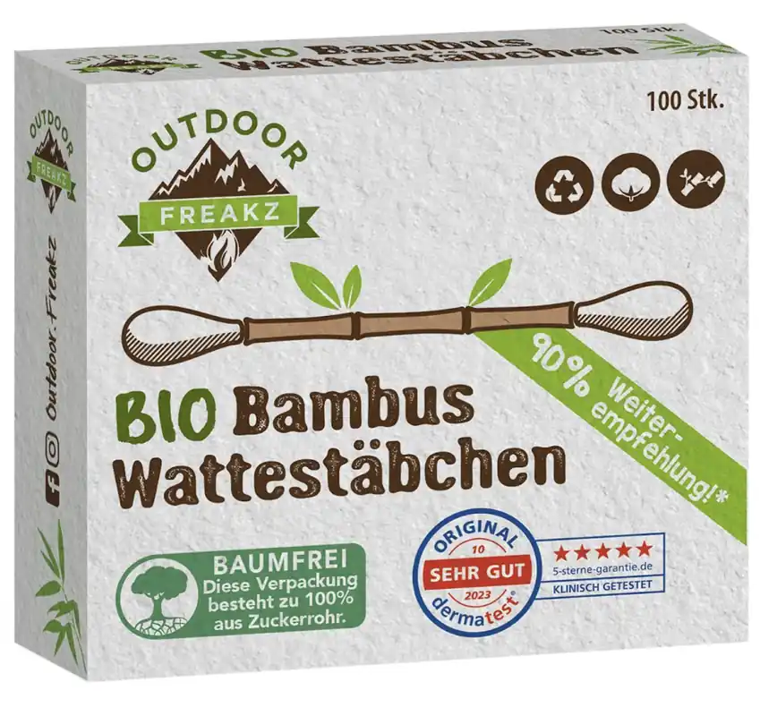 Outdoor Freakz Bambus Wattestäbchen 200 x 100 Stück Ausverkauf