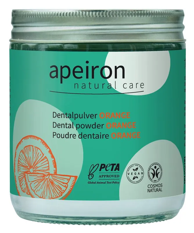 Kostenloser Versand Apeiron Dentalpulver Orange, Nachfüllglas 200g