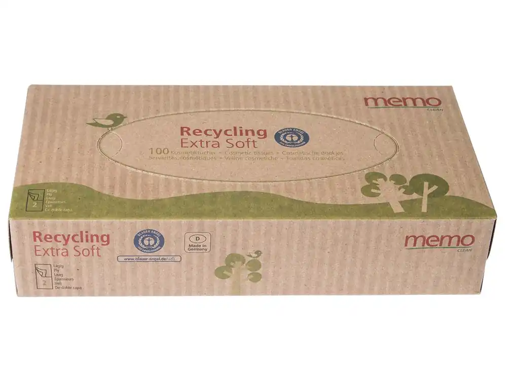 memo Kosmetiktücher Recycling Extra Soft 100 Stück, 2-lagig 40 x 1 Stück Ausverkauf