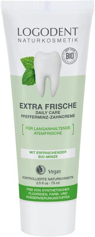 Ab Werk Logona LOGODENT EXTRA FRISCHE daily care Pfefferminz Zahncreme 6 x 75ml