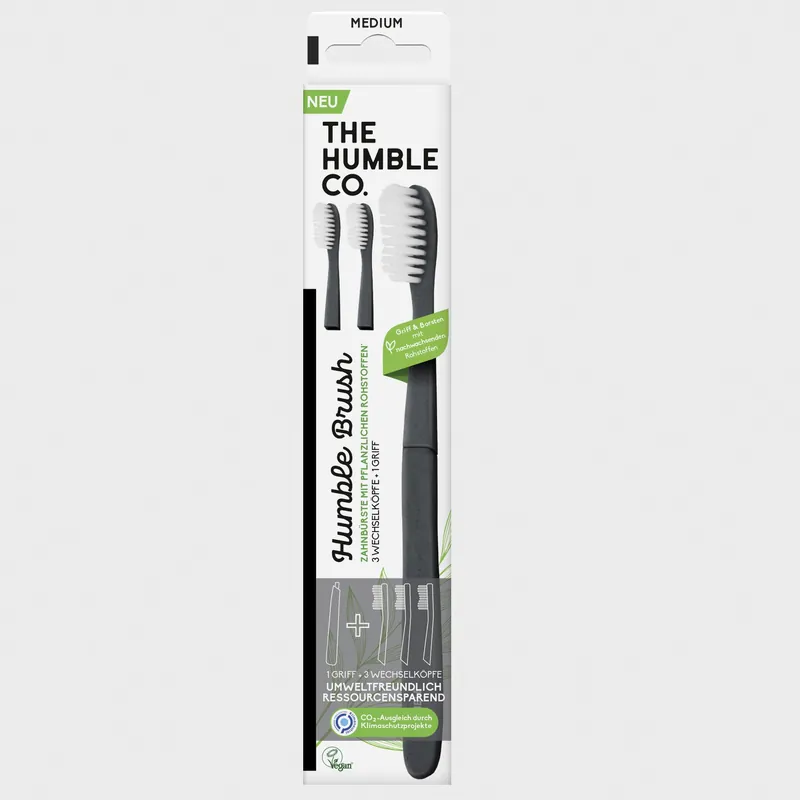 The Humble Co. Humble Brush Wechselkopf pflanzenbasiert 3 Köpfe + 1 Griff 1 Stück Schneller Versand