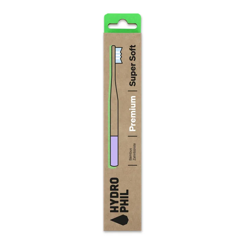 HYDROPHIL – Zahnbürste Premium super soft / natur & lilac whisper 1 Stück Top-Qualität