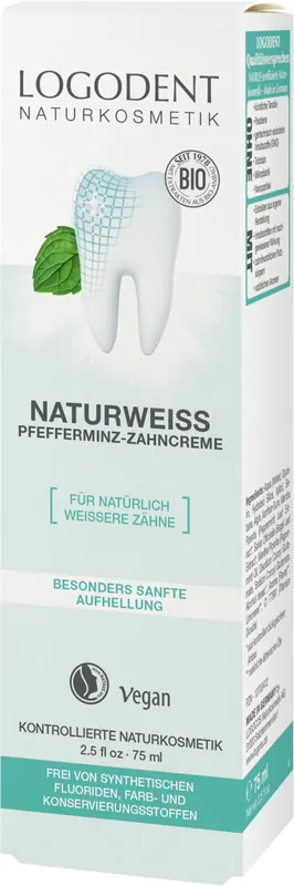 Neue Ware Logona NATURWEISS Pfefferminz Zahncreme 6 x 75ml