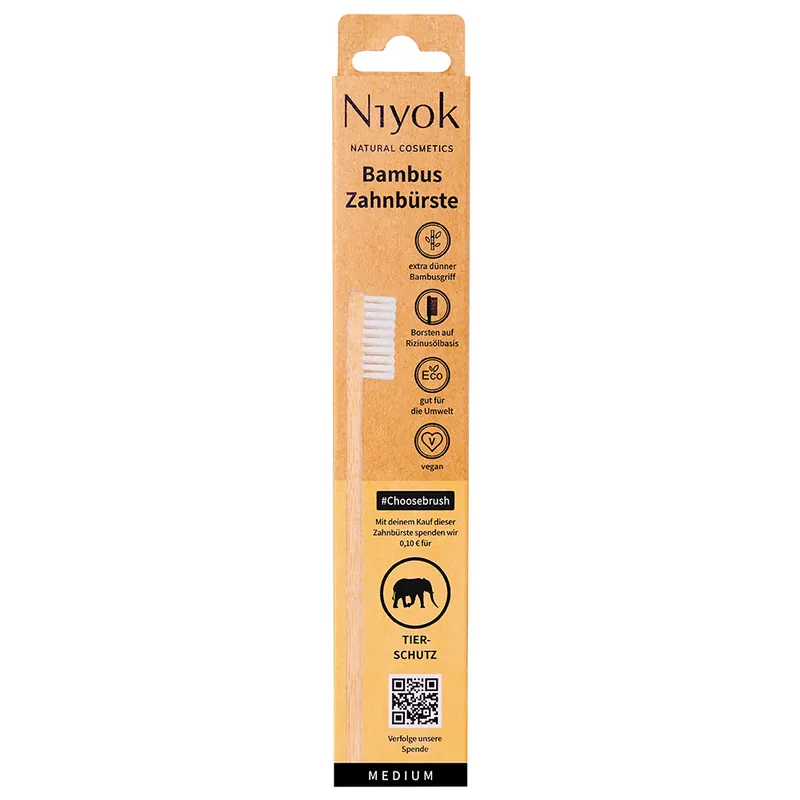 Neuheit Niyok Choosebrush – Bambus Zahnbürste mit Spende: Tierschutz 5 x 1 Stück