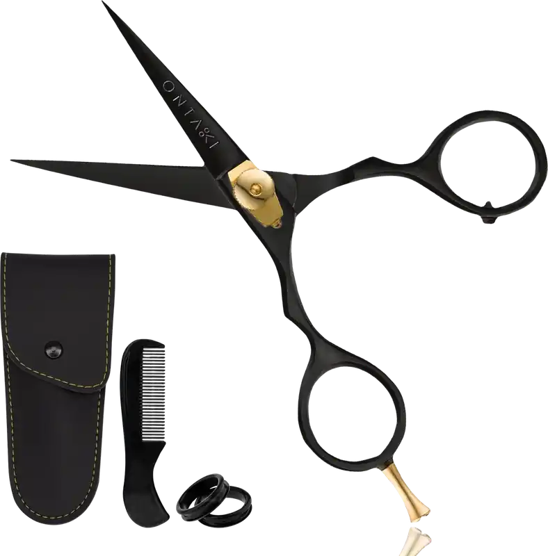 Premium Beard & Mustache Scissors - Japanese Steel - black - 5.5'' + comb & carrying pouch Jetzt Zugreifen