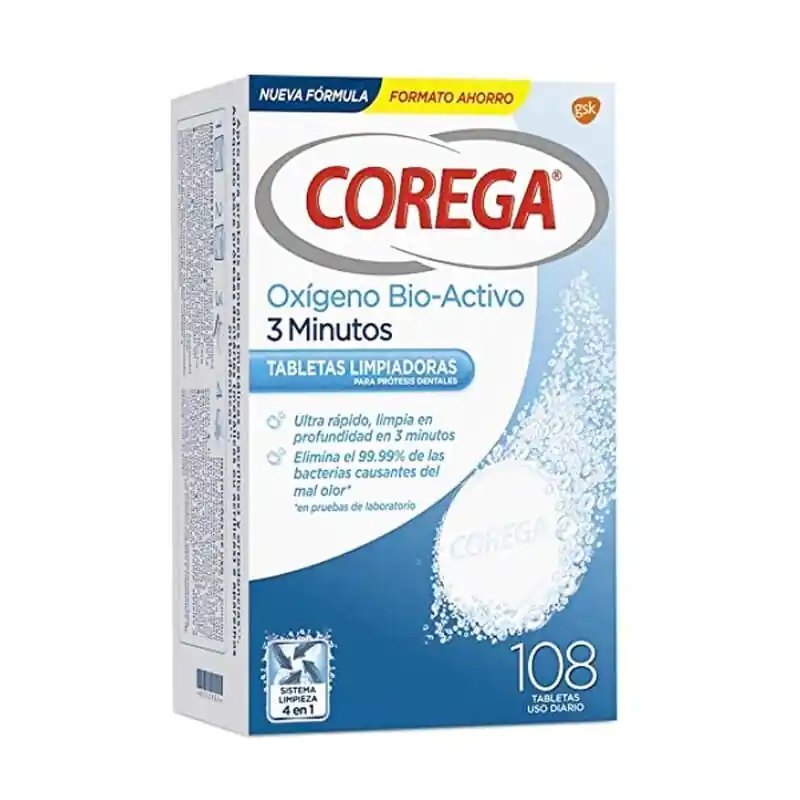 Corega Sauerstoff Bioaktiv 3 Minuten, Reinigungstabletten. 108 St Abverkauf