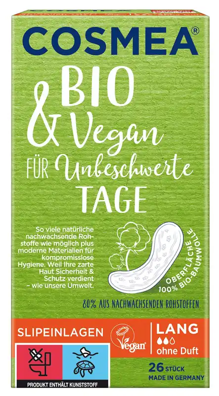Top-Preis COSMEA ® BIO Slipeinlagen, VEGAN, Lang ohne Duft 26 Stück
