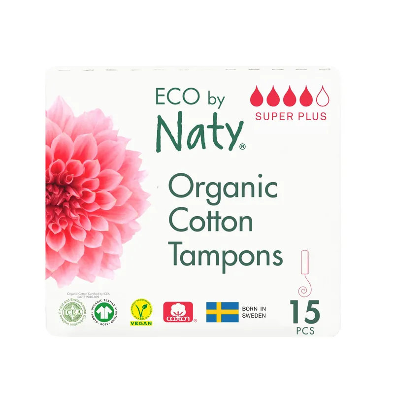 Schneller Versand Eco by Naty Tampons Super Plus, 15 Stück je Packung 24 x 15 Stück