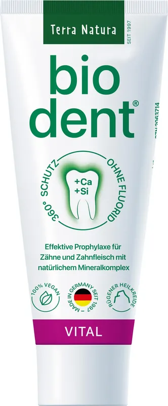Terra Natura biodent VITAL basische Zahncreme 12 x 75ml Geld-Zurück-Garantie