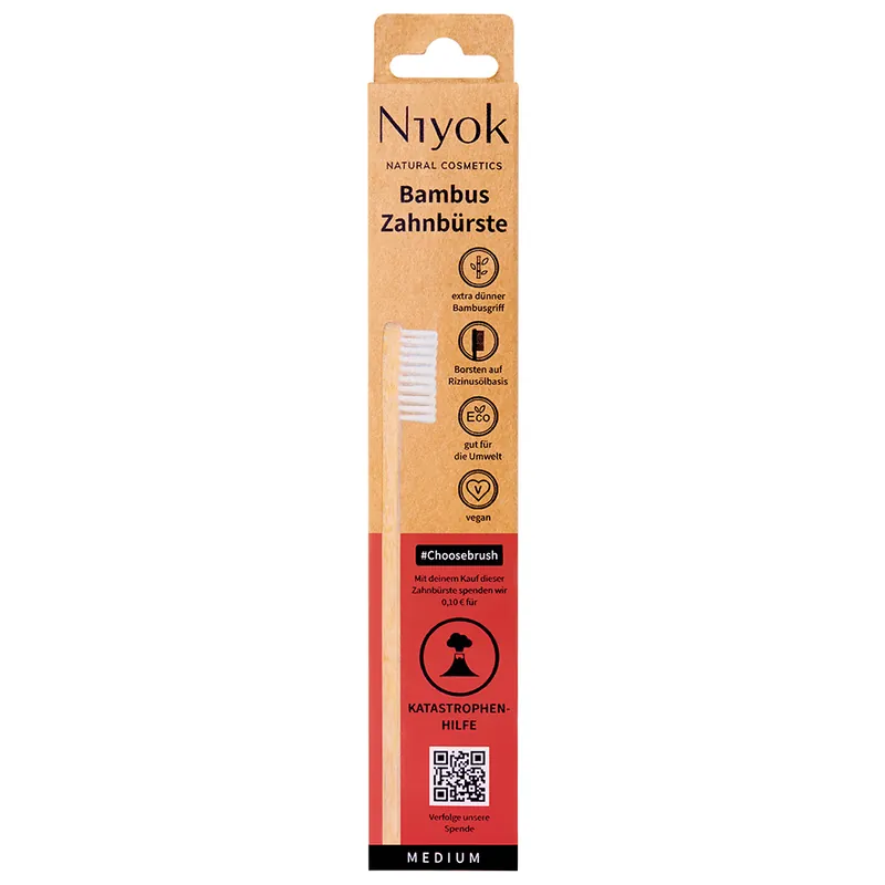 Niyok Choosebrush – Bambus Zahnbürste mit Spende: Katastrophenhilfe 1 Stück Gratis Versand