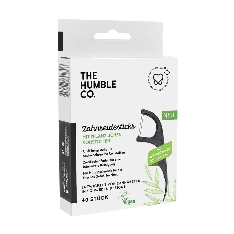 The Humble Co. Humble Zahnseidesticks – Pflanzenbasiert 12 x 40 Stück Top-Qualität