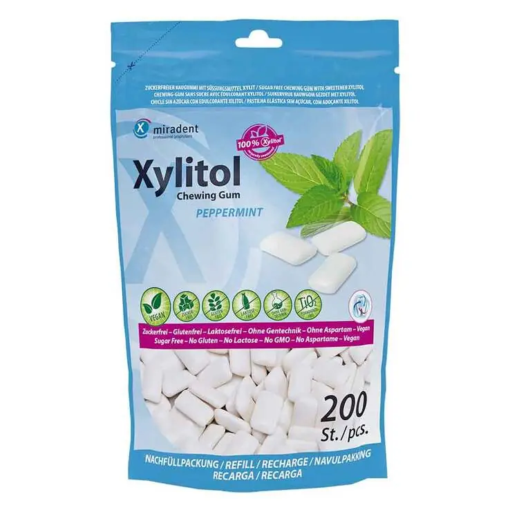 Miradent Xylitol Chewing GUM Minze Nachfüllpackung, 200 St Begrenztes Angebot