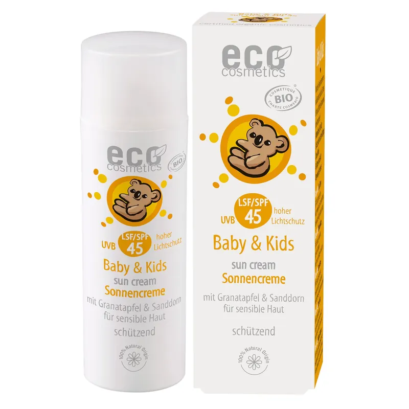 eco cosmetics Baby & Kids Sonnencreme LSF 45 mit Granatapfel und Sanddorn 50ml Finale Aktion