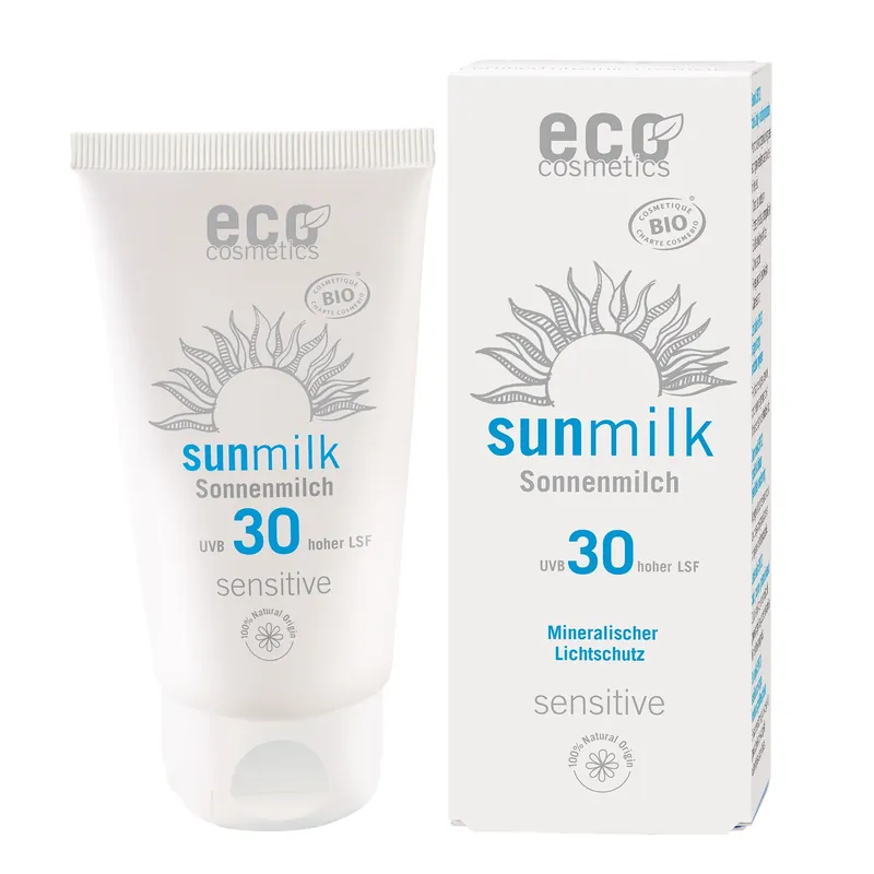 eco cosmetics Sonnenmilch LSF 30 mit Himbeere und Granatapfel 75ml Gratis Versand