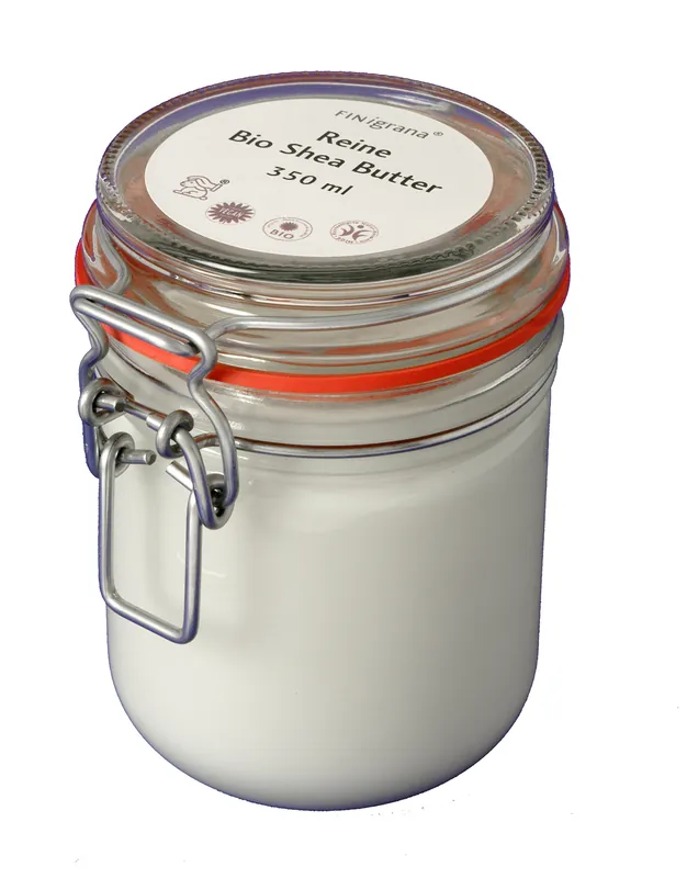 Großhandel FINigrana Naturkosmetik Reine Bio Shea-Butter Körperbutter, 350ml im Einmachglas mit Bügelverschluss 350ml