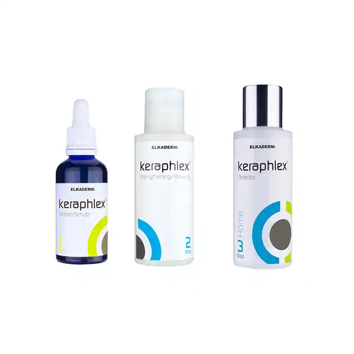 Ab Werk Elkaderm Keraphlex Concentrat Paket Set Step 1 + 2 + 1 x Step 3 – Die Kur für Zuhause