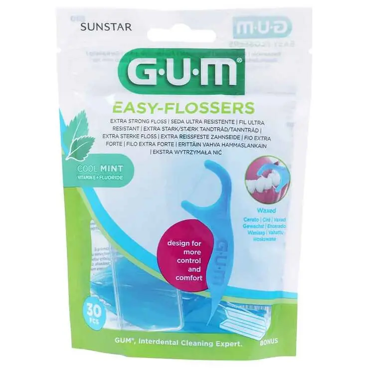 Must-Have GUM Easy-Flossers Zahnseidesticks gewachst mint + Reise-Etui, 30 St