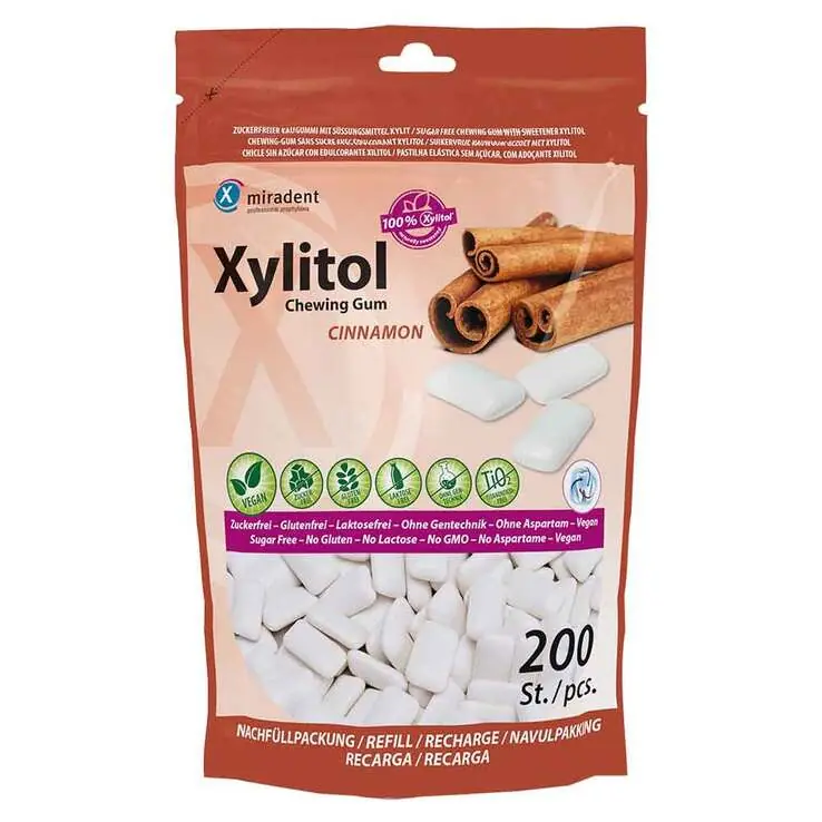 Nur Heute Miradent Xylitol Chewing GUM Zimt Nachfüllpackung, 200 St