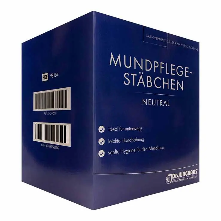 Zertifiziert Mundpflegestäbchen Schaumstoff neutral, 250 St