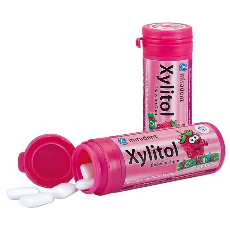 Miradent Xylitol Kaugummi Erdbeere Kids, 30 g Billig