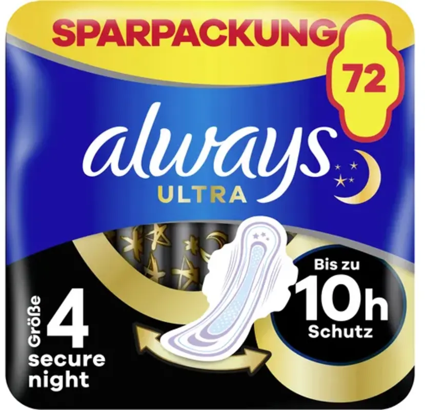 Preis Gesenkt Ultra Secure Night Binden mit Fl\\u00fcgeln, Gr\\u00f6\\u00dfe 4