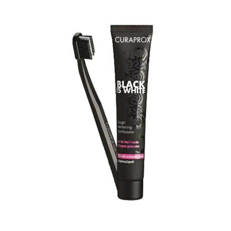 Curaprox Black is White Kohlezahnpasta und Bürste, 1 St Solange Der Vorrat Reicht