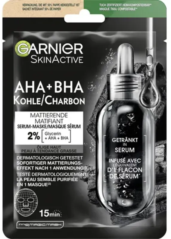 Kracherpreis SkinActive Schwarze Tuchmaske mit Schwarzem Alge Extrakt