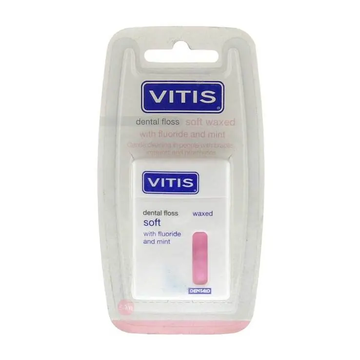 Zertifiziert Vitis Zahnfloss gewachst mit Fluorid und Minze, 1 St