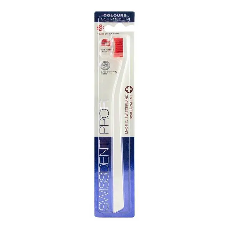 Swissdent Profi Colours Zahnbürste soft-medium weiß / rot, 1 St Gratis Versand
