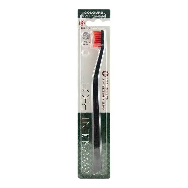 Swissdent Profi Colours Zahnbürste soft-medium schwarz / rot, 1 St Exklusiv