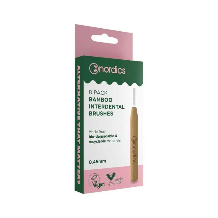 Öko Interdental Zahnbürste Bambus 0,45 mm Nordics, 8 St Gratis Versand