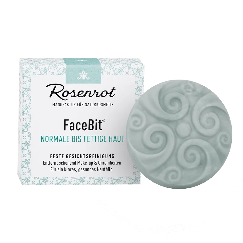 Rosenrot Naturkosmetik FaceBit® – Normale bis fettige Haut – 50g – festes Waschgel Gesichtsreinigung 50g Neu Im Sortiment