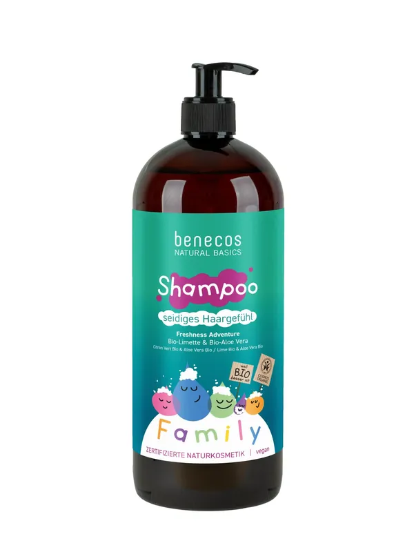 benecos Natural Shampoo FAMILY SIZE Freshness Adventure Limette & Aloe Vera 950ml Limited Edition