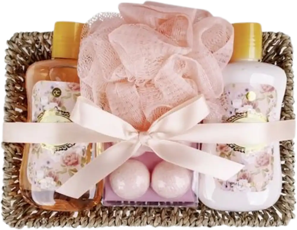 Geschenkset ROSE im Seegrask\\u00f6rbchen Hochwertig