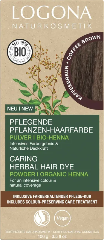 Letzte Chance Logona Pflanzen-Haarfarbe Pulver Kaffeebraun 100g
