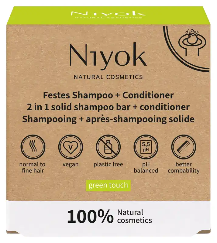 Niyok 2 in 1 festes Shampoo & Conditioner Green Touch 80g Abverkauf