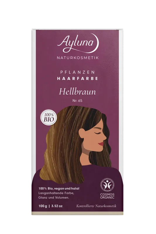 Ayluna Pflanzenhaarfarbe Nr. 65 Hellbraun 100g Preiswert