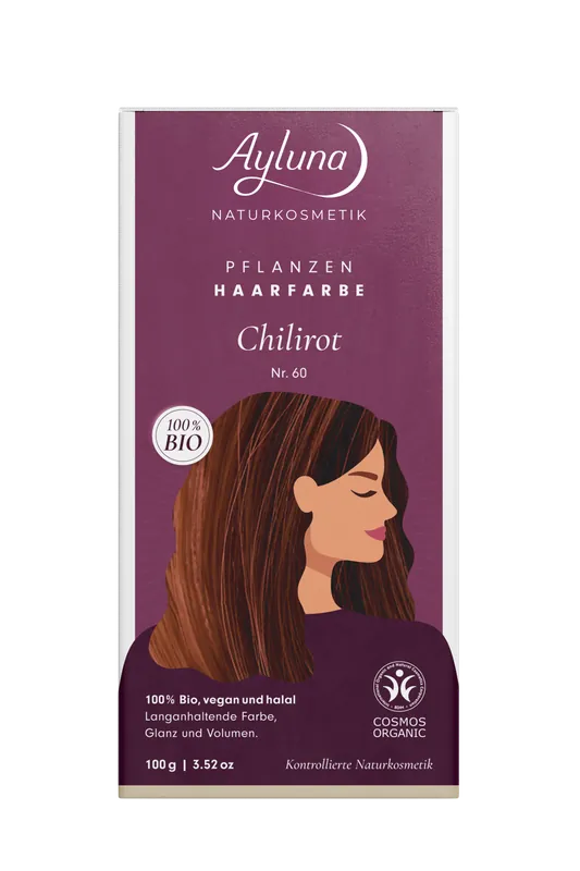 Zertifiziert Ayluna Pflanzenhaarfarbe Nr. 60 Chilirot 100g