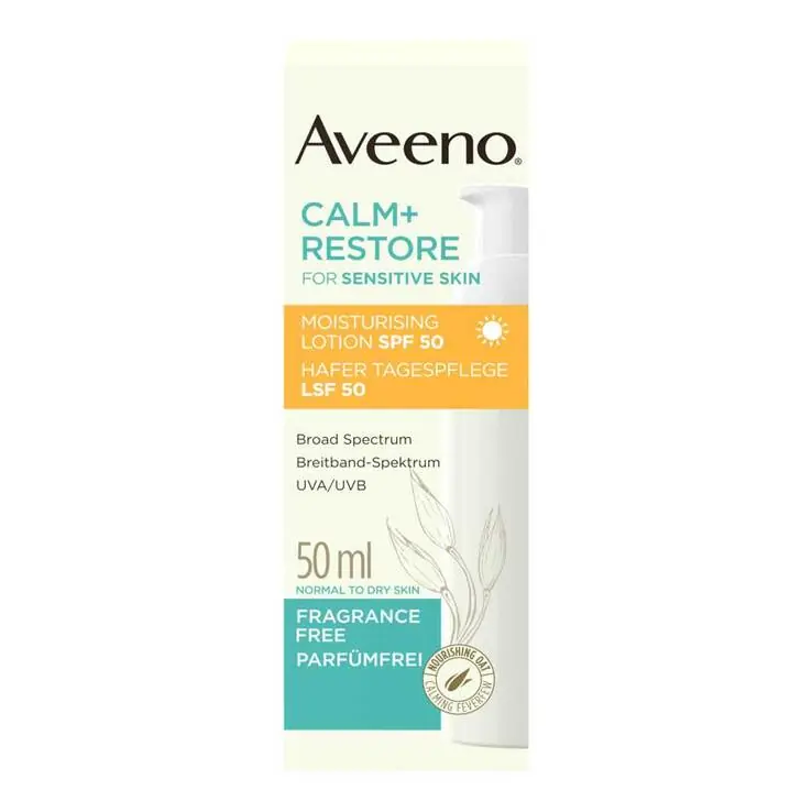 Aveeno Calm + Restore Hafer Tagespflege Creme LSF 50, 50 ml Handgefertigt