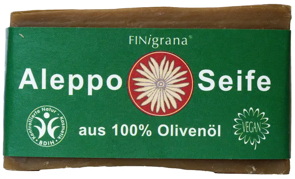 Ab Werk FINigrana Naturkosmetik Aleppo Seife, reine Olive, 200g traditionell handgeschnitten, für alle Hauttypen 200g