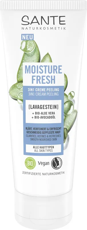 Nur Für Kurze Zeit Sante Moisture Fresh 3in1 Creme Peeling mit Lavagestein, Bio-Aloe Vera & Bio-Avocadoöl 4 x 100ml