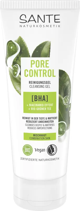 Meistverkauft Sante Pore Control Reinigungsgel mit BHA, Niacinamid Effekt & Bio-Grüner Tee 4 x 100ml