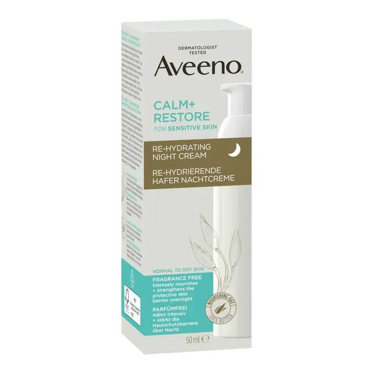 Preisreduziert Aveeno Calm + Restore Re-Hydrierende Hafer Nachtcreme , 50 ml
