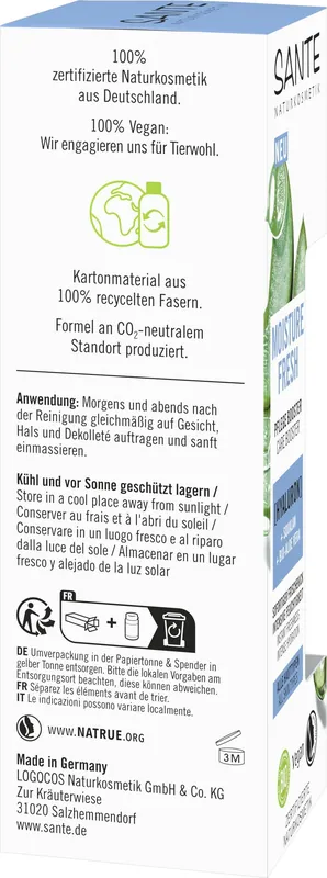 Sante Moisture Fresh Pflege Booster mit Hyaluron, Squalan & Bio-Aloe Vera 4 x 50ml Super-Preis