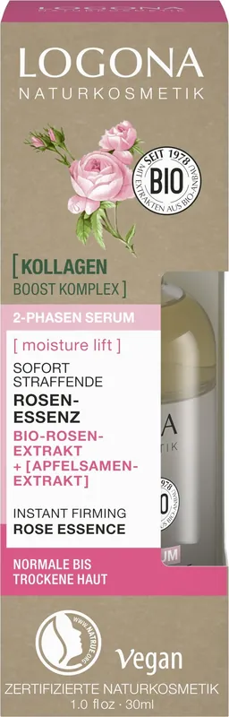 Exklusiv Logona Moisture Lift 2-Phasen Serum sofort straffende Rosen-Essenz mit Bio-Rosenextrakt 4 x 30ml