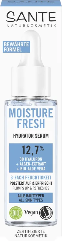 Sante Moisture Fresh Hydrator Serum mit 3D Hyaluron, Algenextrakt & Bio-Aloe Vera 4 x 30ml Sonderangebot