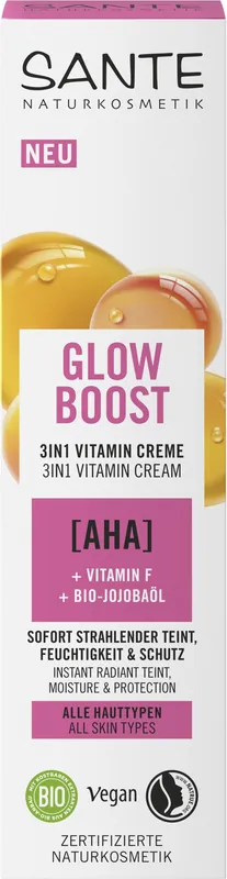 Original Sante Glow Boost Vitamin Creme mit AHA, Vitamin F & Bio-Jojobaöl 4 x 30ml