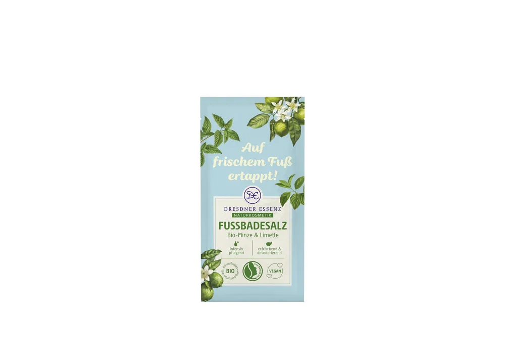 Dresdner Essenz DE Fußbadesalz Bio-Minze & Limette 18 x 40g Nur Für Kurze Zeit