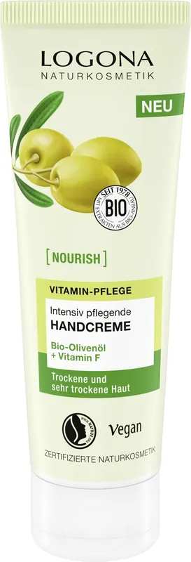 Original Logona NOURISH Handcreme intensiv mit Bio-Olivenöl & Vitamin F und E 4 x 75ml