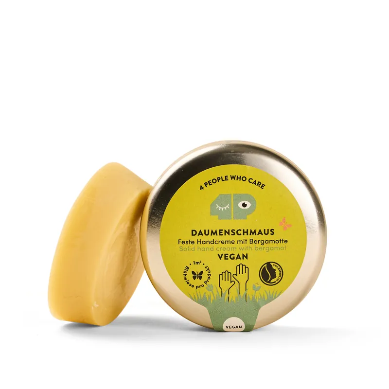 4peoplewhocare Veganer Daumenschmaus – Feste Handcreme in der Dose 30g Beliebt